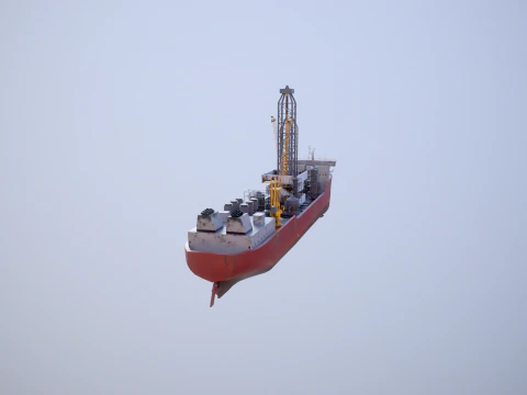 Modern Generic Drill Ship RUSTED 3D Model