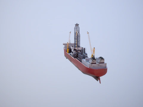 Modern Generic Drill Ship RUSTED 3D Model