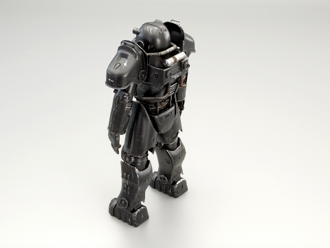 Постапокаліптична енергетична броня чорного кольору 3D Модель