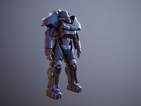 Постапокаліптична енергетична броня чорного кольору 3D Модель