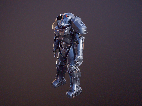 Постапокаліптична енергетична броня чорного кольору 3D Модель