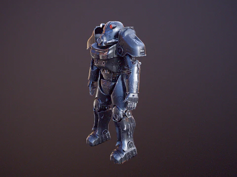 Armatura atomica post apocalittica nera Modello 3D