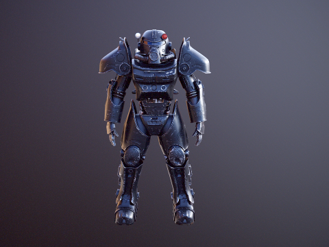 Постапокаліптична енергетична броня чорного кольору 3D Модель