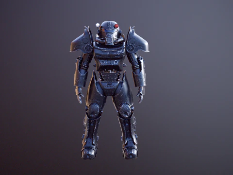 Armatura atomica post apocalittica nera Modello 3D