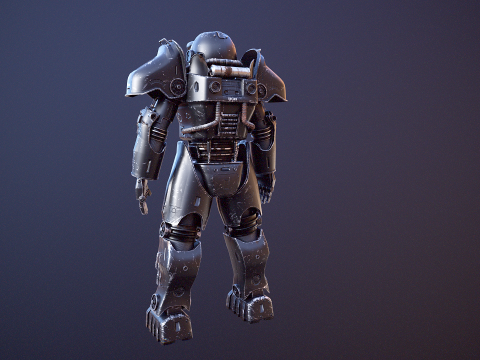 Постапокаліптична енергетична броня чорного кольору 3D Модель