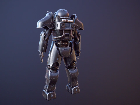 Armatura atomica post apocalittica nera Modello 3D