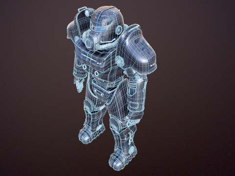 Постапокаліптична енергетична броня чорного кольору 3D Модель