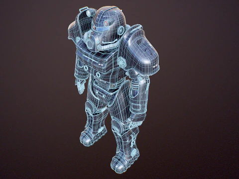 Armatura atomica post apocalittica nera Modello 3D