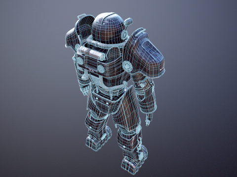 Постапокаліптична енергетична броня чорного кольору 3D Модель