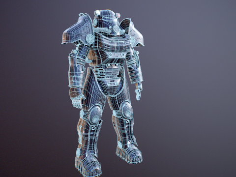 Постапокаліптична енергетична броня чорного кольору 3D Модель