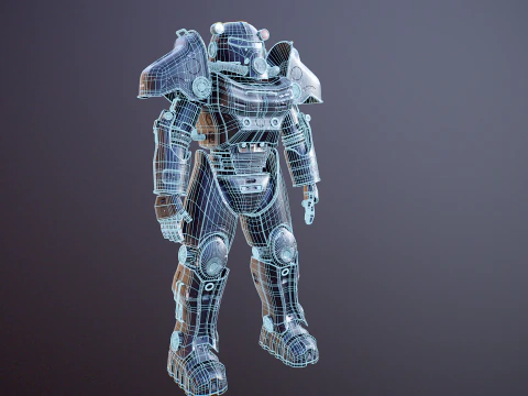 Armatura atomica post apocalittica nera Modello 3D