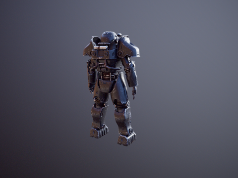 Постапокаліптична енергетична броня чорного кольору 3D Модель