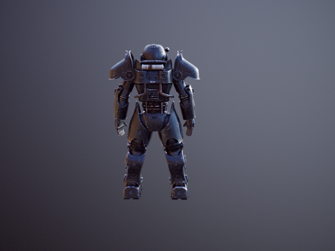 Постапокаліптична енергетична броня чорного кольору 3D Модель