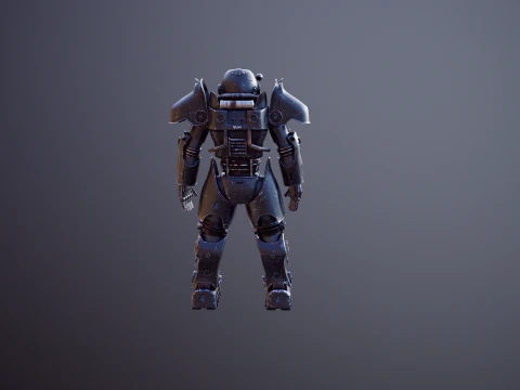 Armatura atomica post apocalittica nera Modello 3D