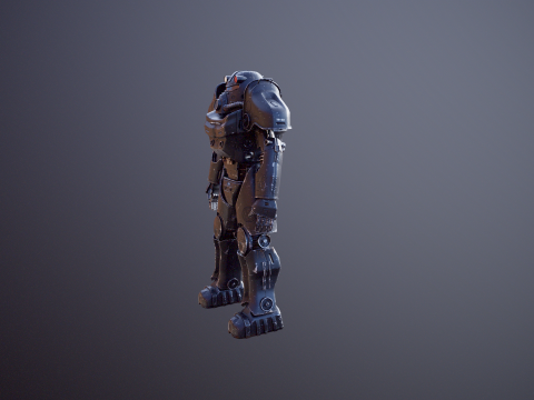 Постапокаліптична енергетична броня чорного кольору 3D Модель