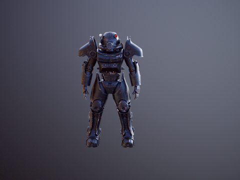 Постапокаліптична енергетична броня чорного кольору 3D Модель