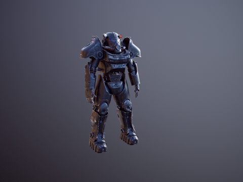 Постапокаліптична енергетична броня чорного кольору 3D Модель