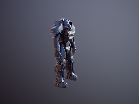 Постапокаліптична енергетична броня чорного кольору 3D Модель