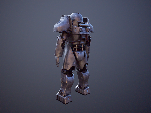 सर्वनाश के बाद का पावर आर्मर काला 3D मॉडल