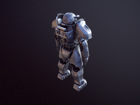 सर्वनाश के बाद का पावर आर्मर काला 3D मॉडल