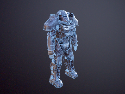 सर्वनाश के बाद का पावर आर्मर काला 3D मॉडल