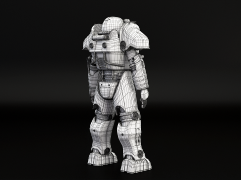 सर्वनाश के बाद का पावर आर्मर काला 3D मॉडल