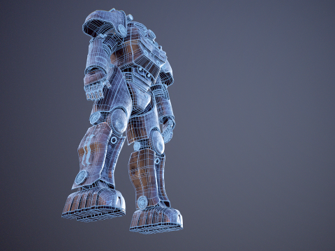 सर्वनाश के बाद का पावर आर्मर काला 3D मॉडल