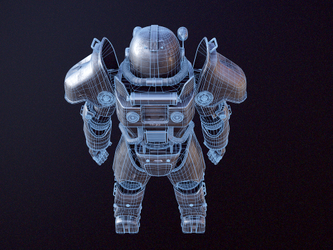 सर्वनाश के बाद का पावर आर्मर काला 3D मॉडल