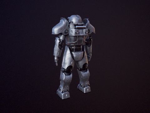 सर्वनाश के बाद का पावर आर्मर काला 3D मॉडल