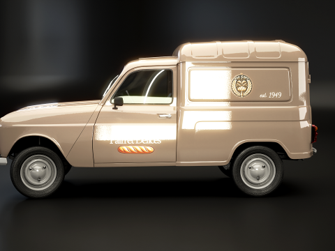 Renault 4 Van French Bakery 3D Model