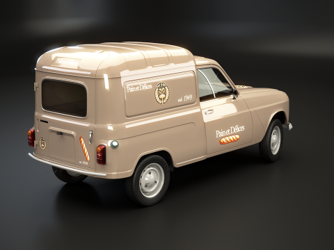 Renault 4 Van French Bakery 3D Model