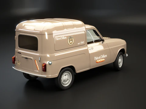 Renault 4 Van French Bakery 3D Model