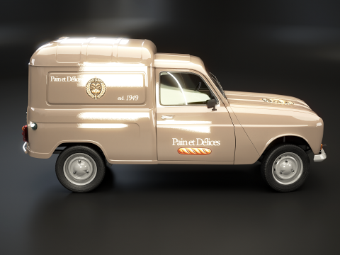 Renault 4 Van French Bakery 3D Model