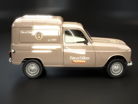 Renault 4 Van French Bakery 3D Model