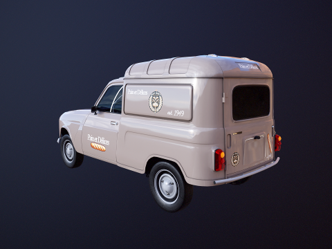 Renault 4 Van French Bakery 3D Model