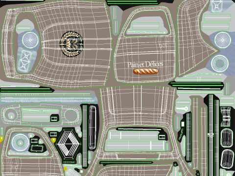 Renault 4 Van French Bakery 3D Model