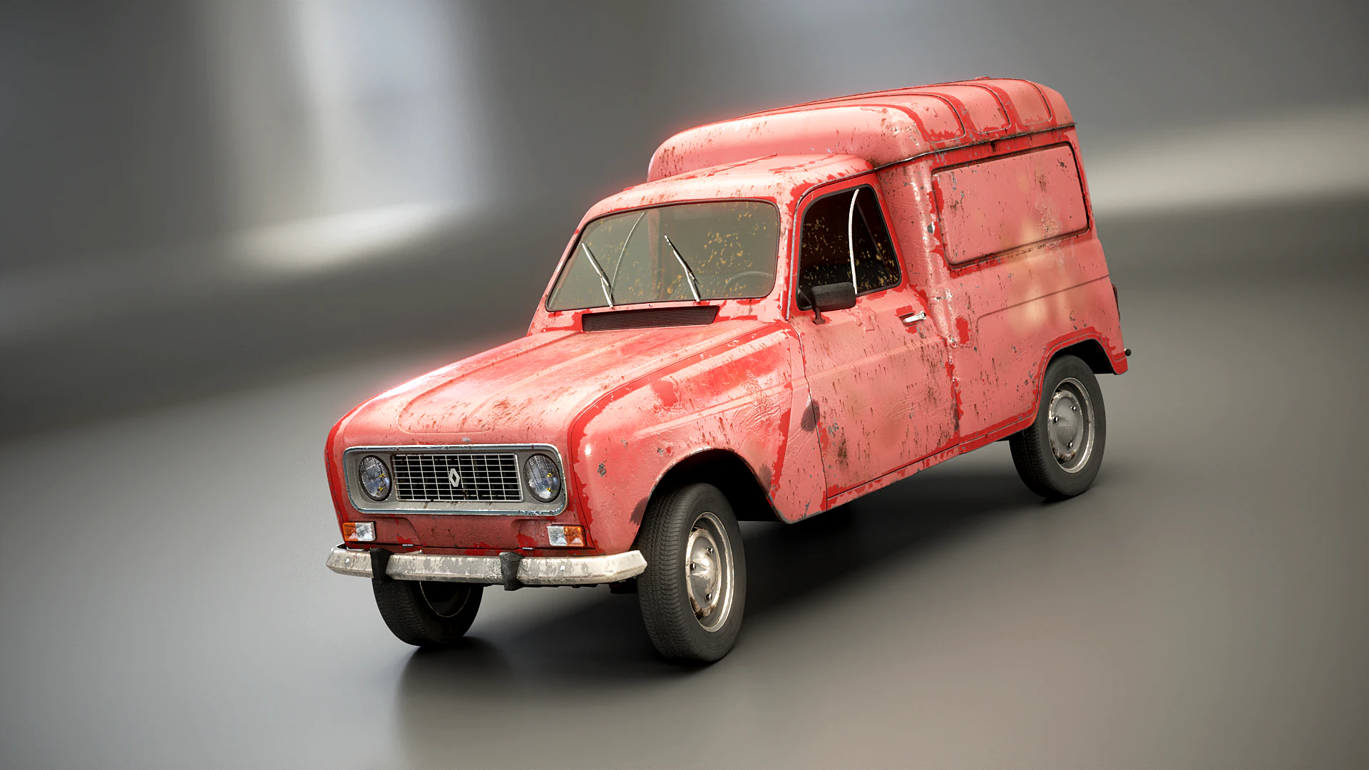 Renault 4 Van Rusted 3D Model .c4d .max .obj .3ds .fbx .stl .blend