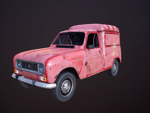 Renault 4 Van Rusted 3D Model