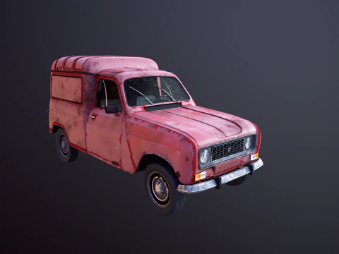 Renault 4 Van Rusted 3D Model