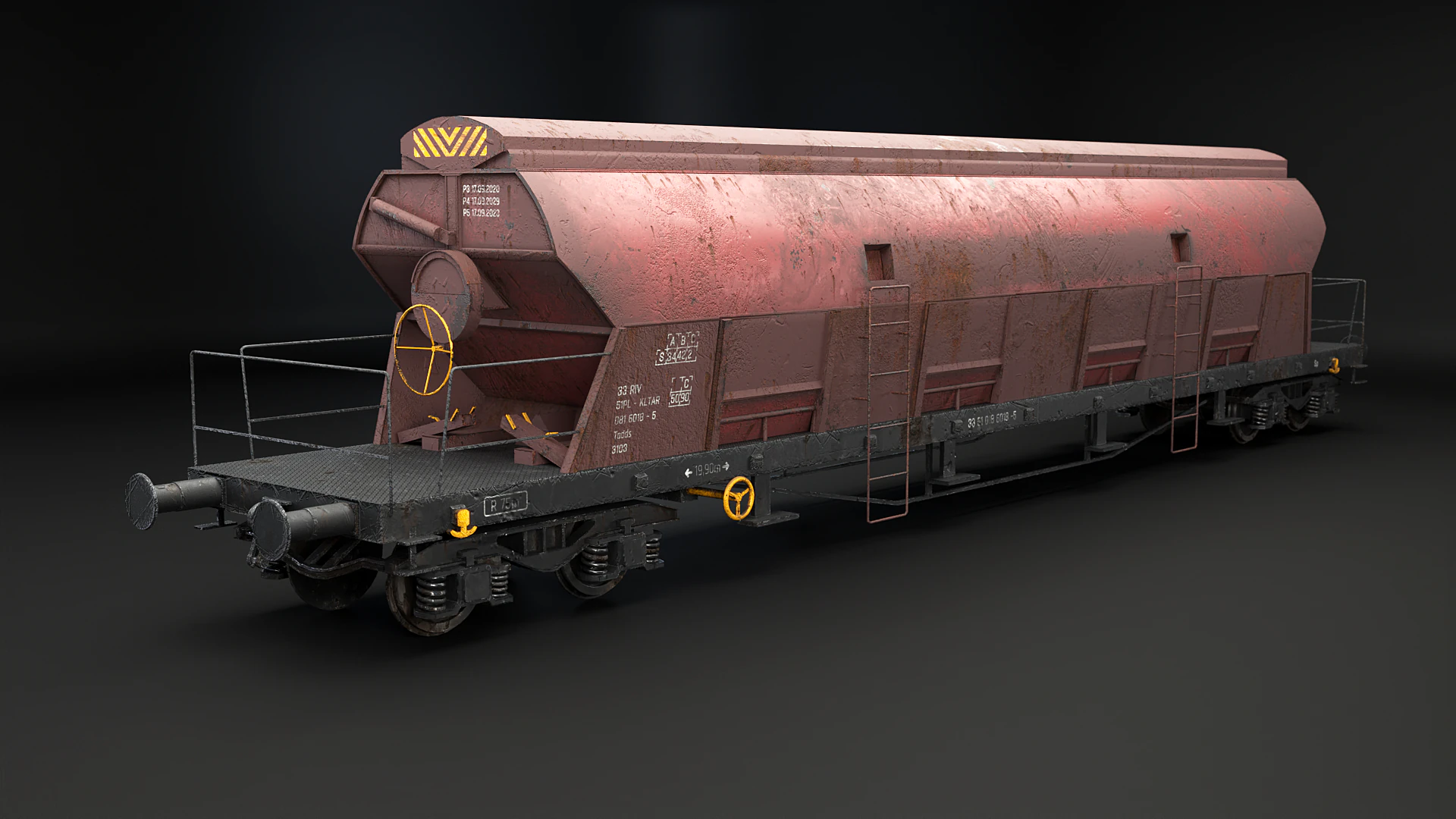 Vagone ferroviario per carichi sfusi Tadds arrugginito Modello 3D .c4d .max .obj .3ds .fbx .stl .blend