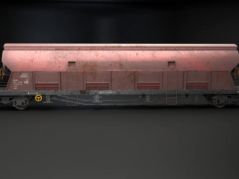 Vagone ferroviario per carichi sfusi Tadds arrugginito Modello 3D