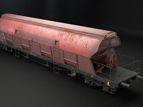 Vagone ferroviario per carichi sfusi Tadds arrugginito Modello 3D