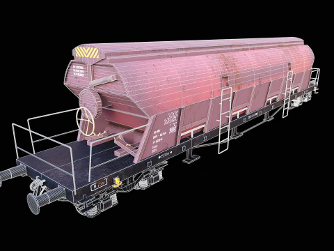 Vagone ferroviario per carichi sfusi Tadds arrugginito Modello 3D