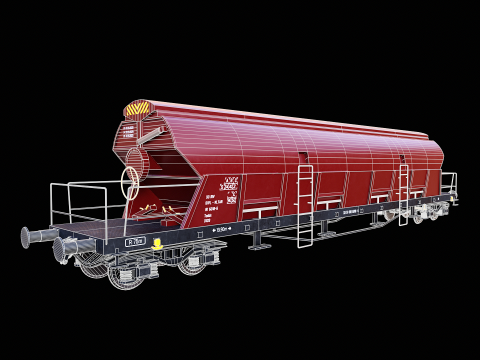 Vagone ferroviario per carichi sfusi Tadds arrugginito Modello 3D