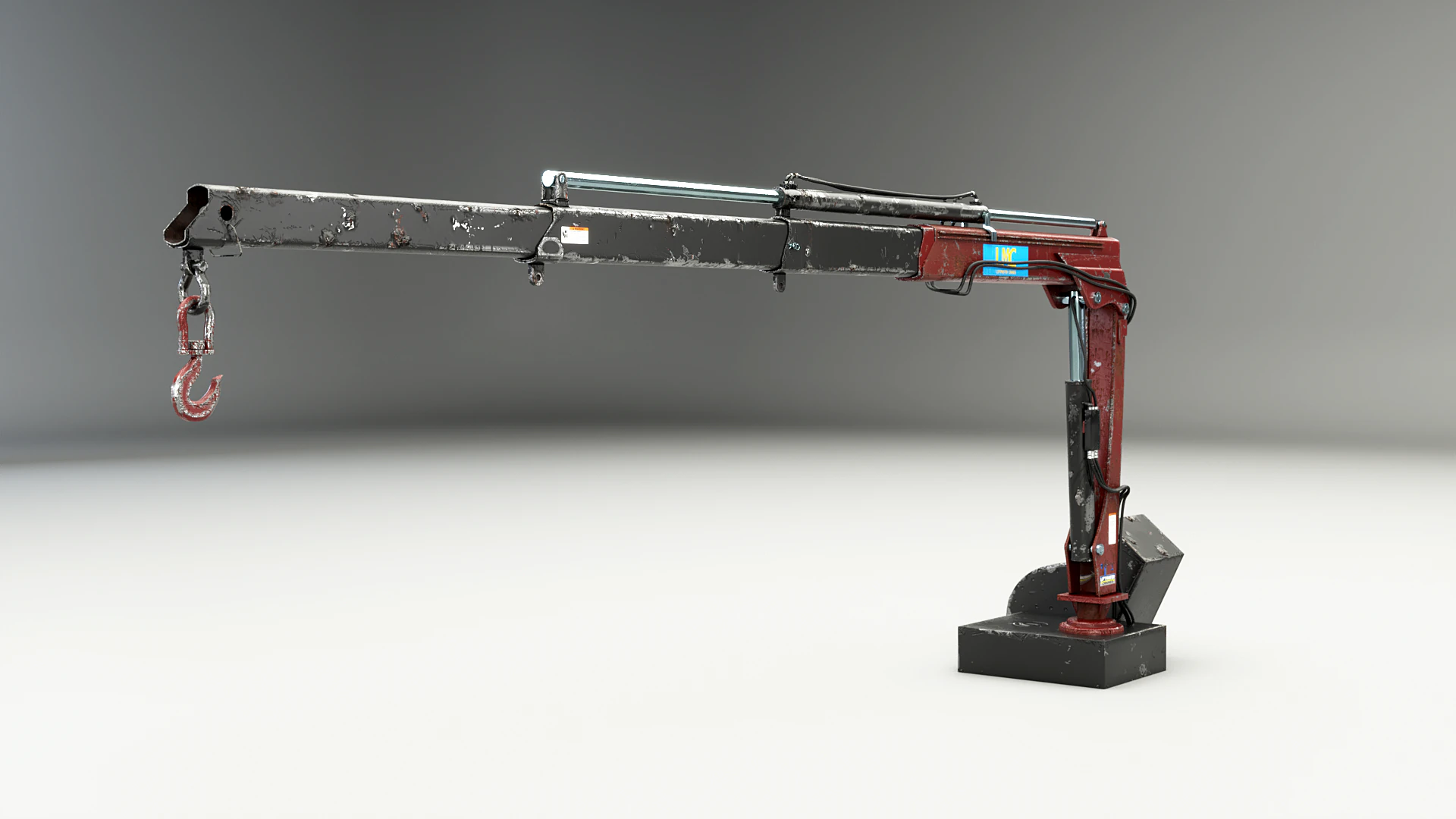 Old Small Truck-Mounted Crane 3D Model .c4d .max .obj .3ds .fbx .stl .blend 