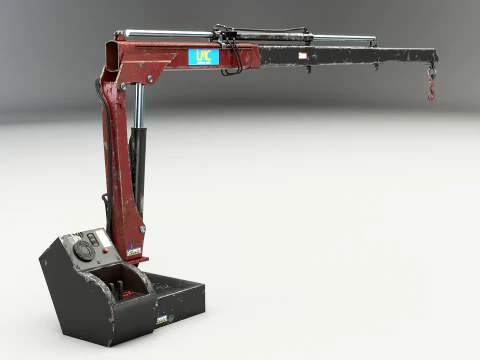Old Small Truck-Mounted Crane 3D Model