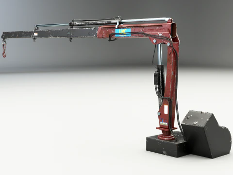 Old Small Truck-Mounted Crane 3D Model