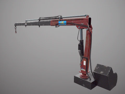 Old Small Truck-Mounted Crane 3D Model