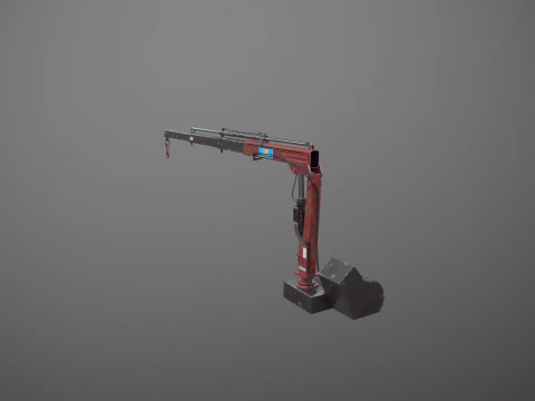 Old Small Truck-Mounted Crane 3D Model