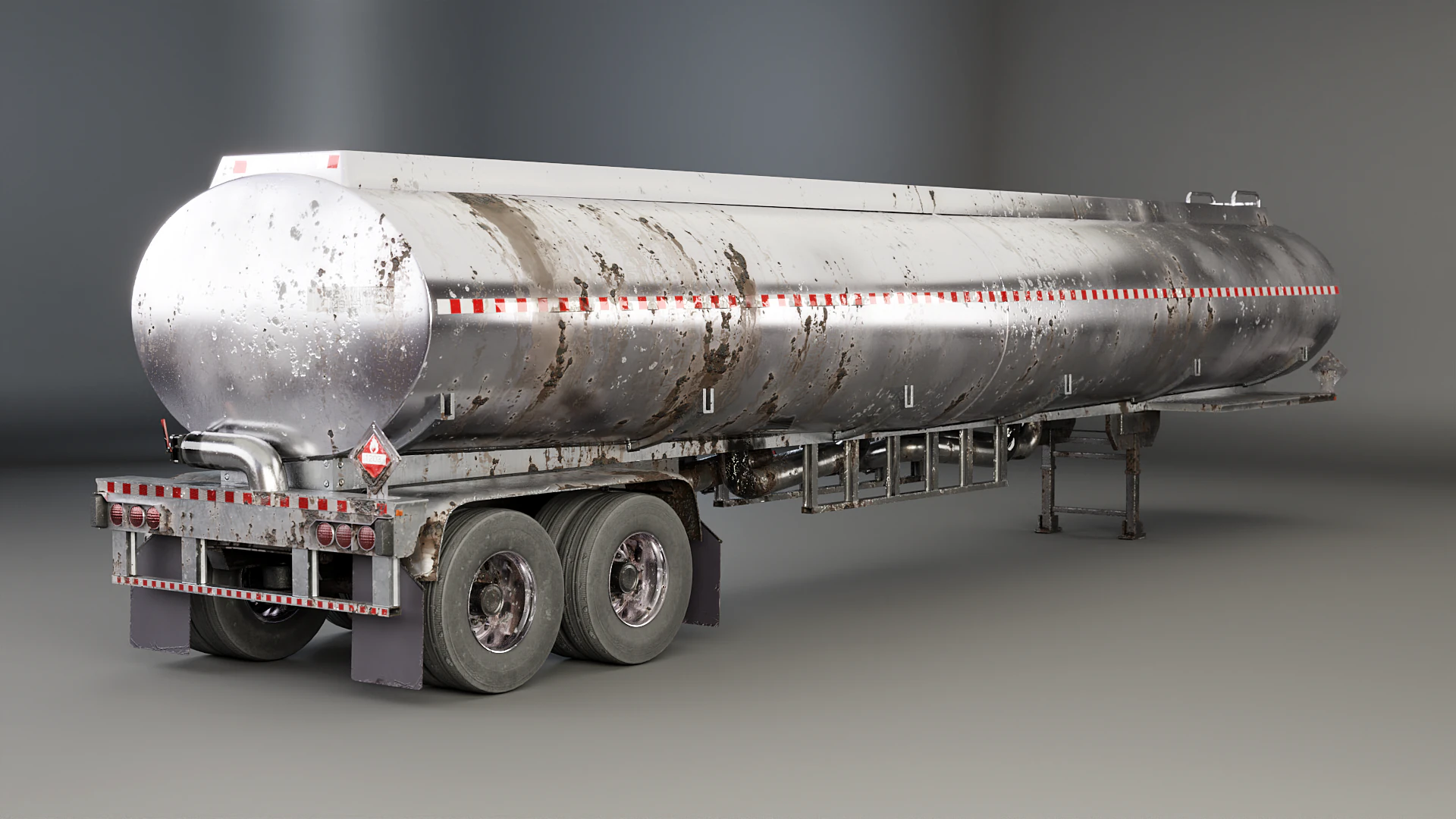 Vecchio rimorchio del semi-camion dell'autocisterna Modello 3D .c4d .max .obj .3ds .fbx .stl .blend